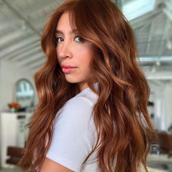 Copper Auburn Base With Lighter Highlights Copper Auburn Base With Lighter Highlights — Trendy Auburn Hair Color