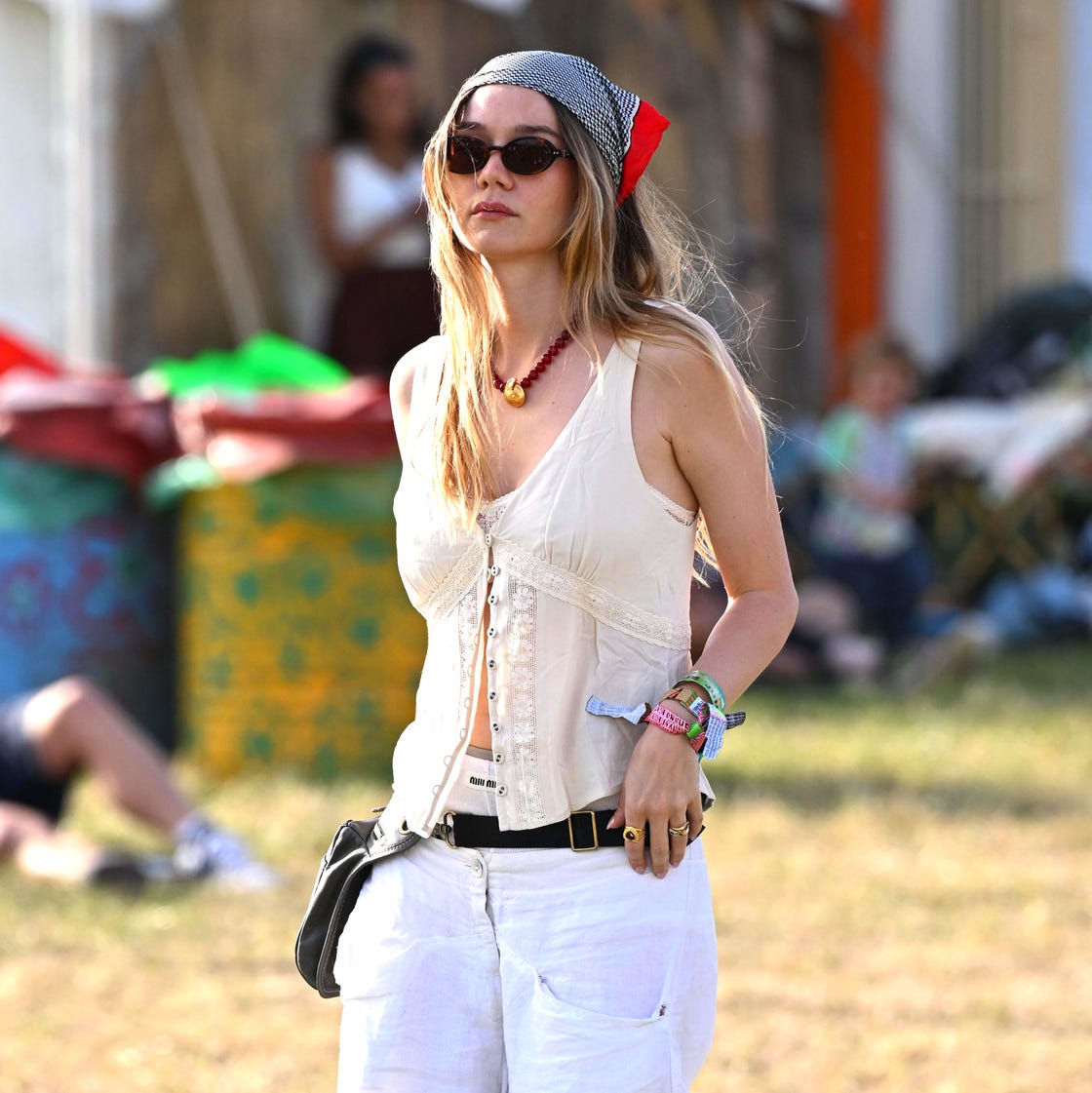 White Lace Corset Top with Bandana Headwrap White Lace Corset Top with Bandana Headwrap — Trendy Bandana Outfits