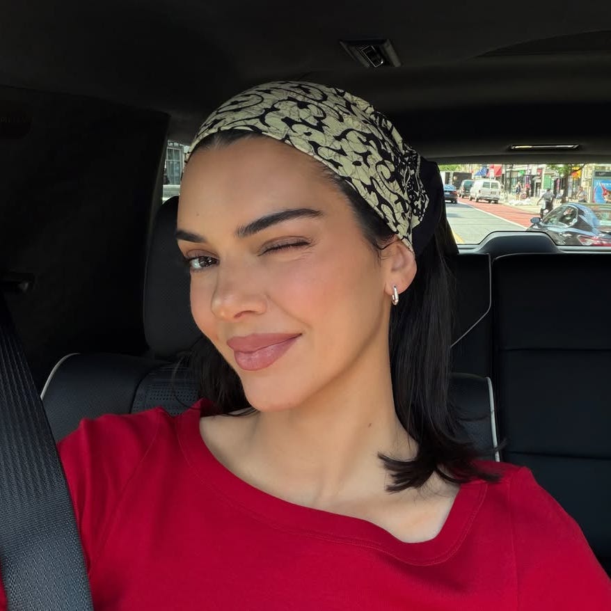 Red T-Shirt with Patterned Bandana Headscarf Red T-Shirt with Patterned Bandana Headscarf — Trendy Bandana Outfits