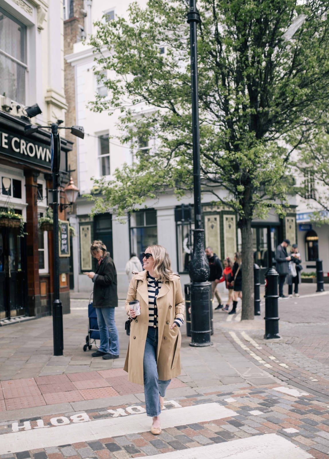 Beige Trench Coat with Striped Top, Office-Safe Version — Trendy Basic Outfits