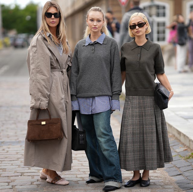 Oversized Trench Coat with Striped Shirt and Wide-Leg Jeans — Trendy Basic Outfits