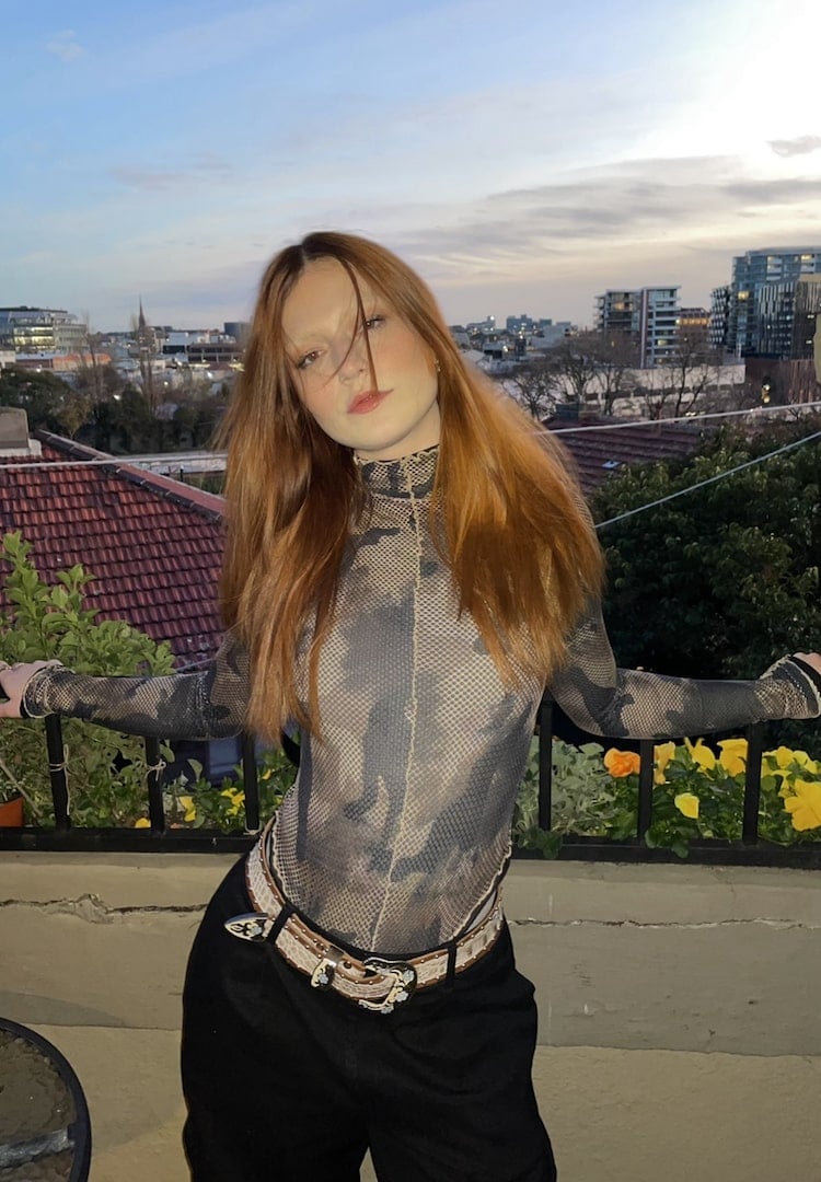 Ornate Belt With Mesh Top And Trousers — Trendy Belt Outfits
