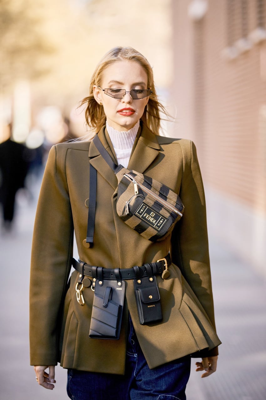 Utility Belt Bag With Blazer — Trendy Belt Outfits