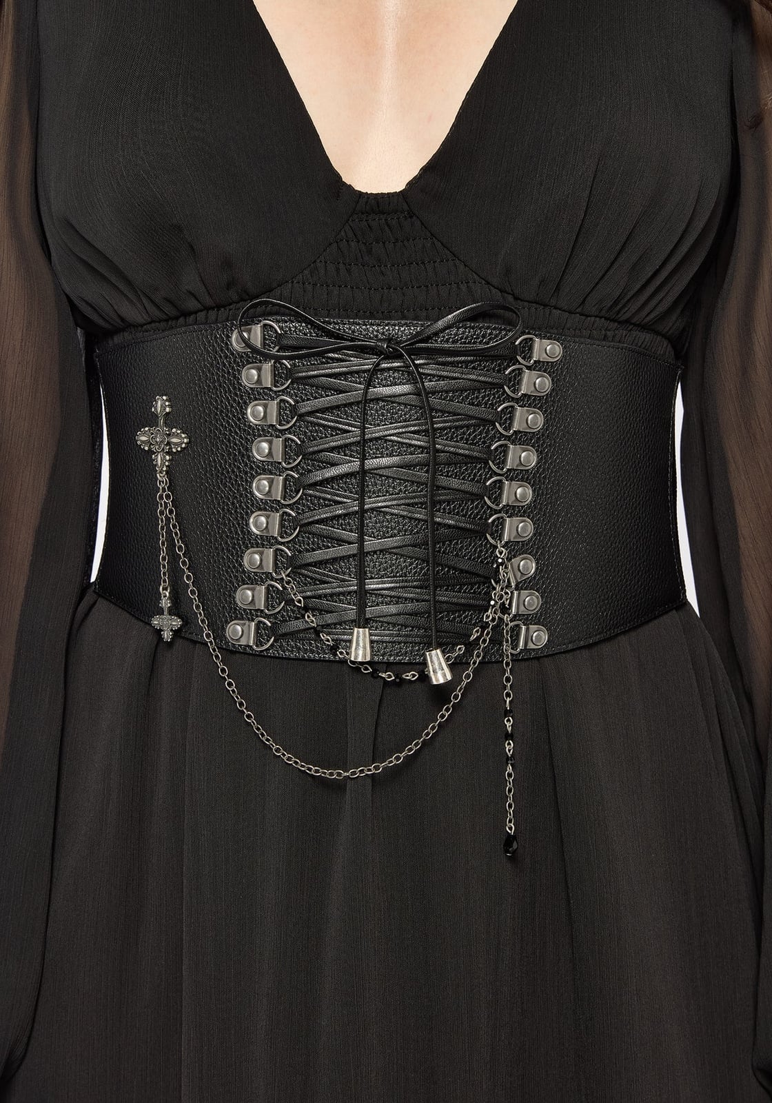 Corset Belt With Sheer Dress — Trendy Belt Outfits