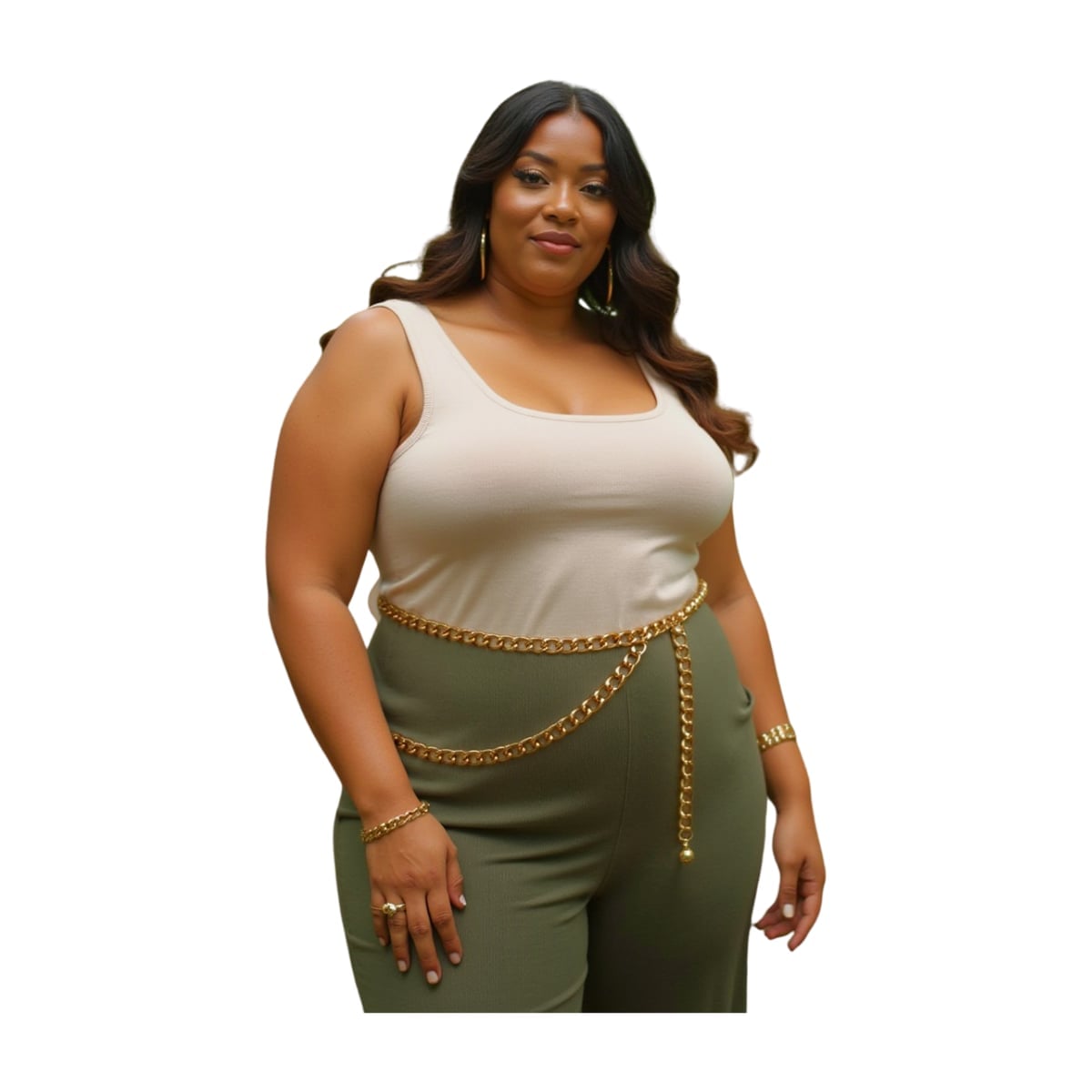 Chunky Chain Belt With Wide Leg Pants — Trendy Belt Outfits