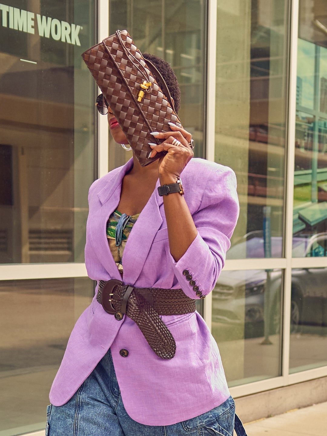 Woven Belt With Oversized Blazer And Cargo Pants — Trendy Belt Outfits