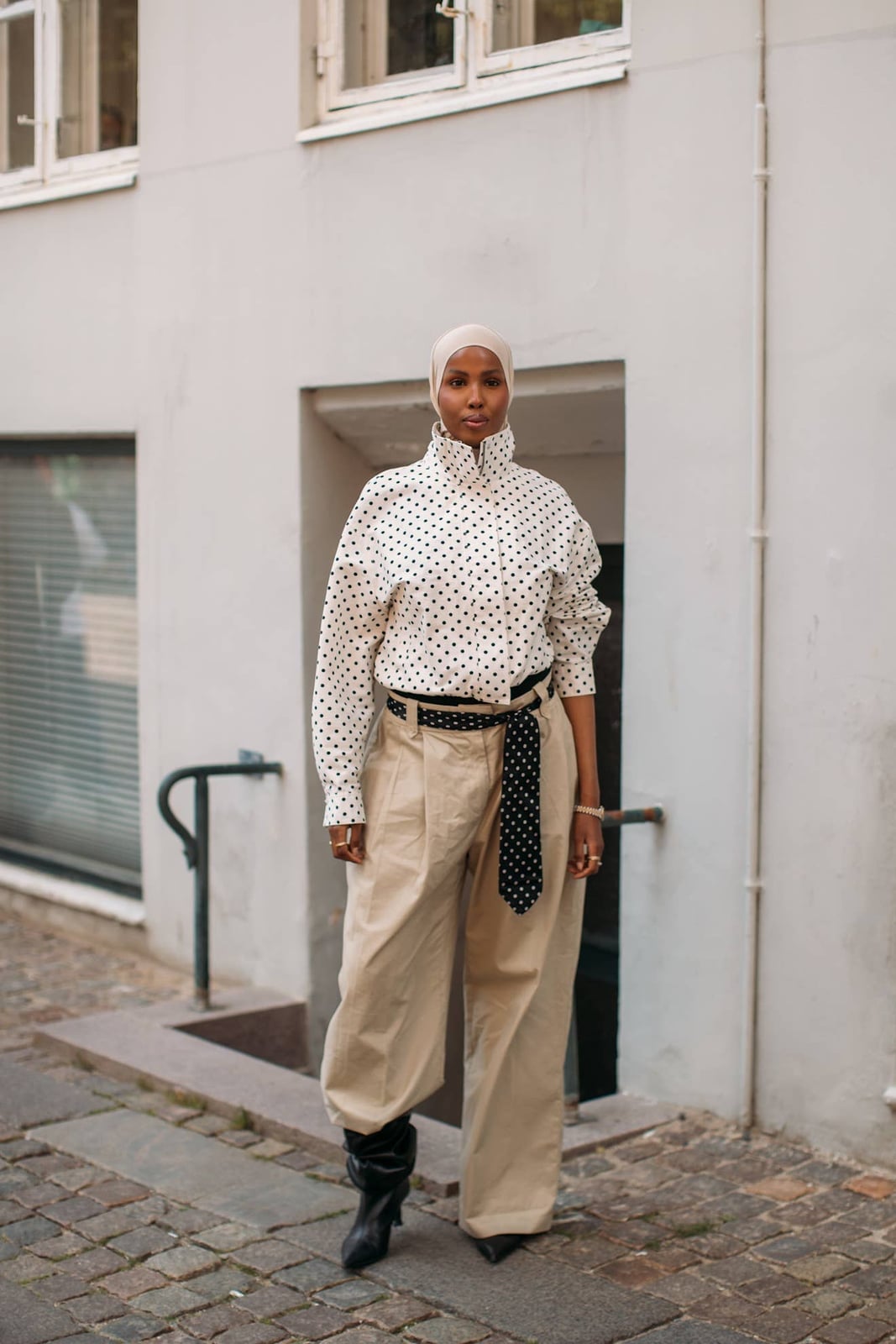 Polka Dot Belt With Polka Dot Shirt — Trendy Belt Outfits