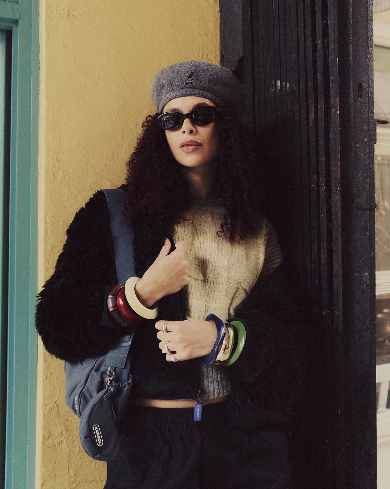 Fuzzy Jacket and Beret with Knit Sweater — Trendy Beret Outfits