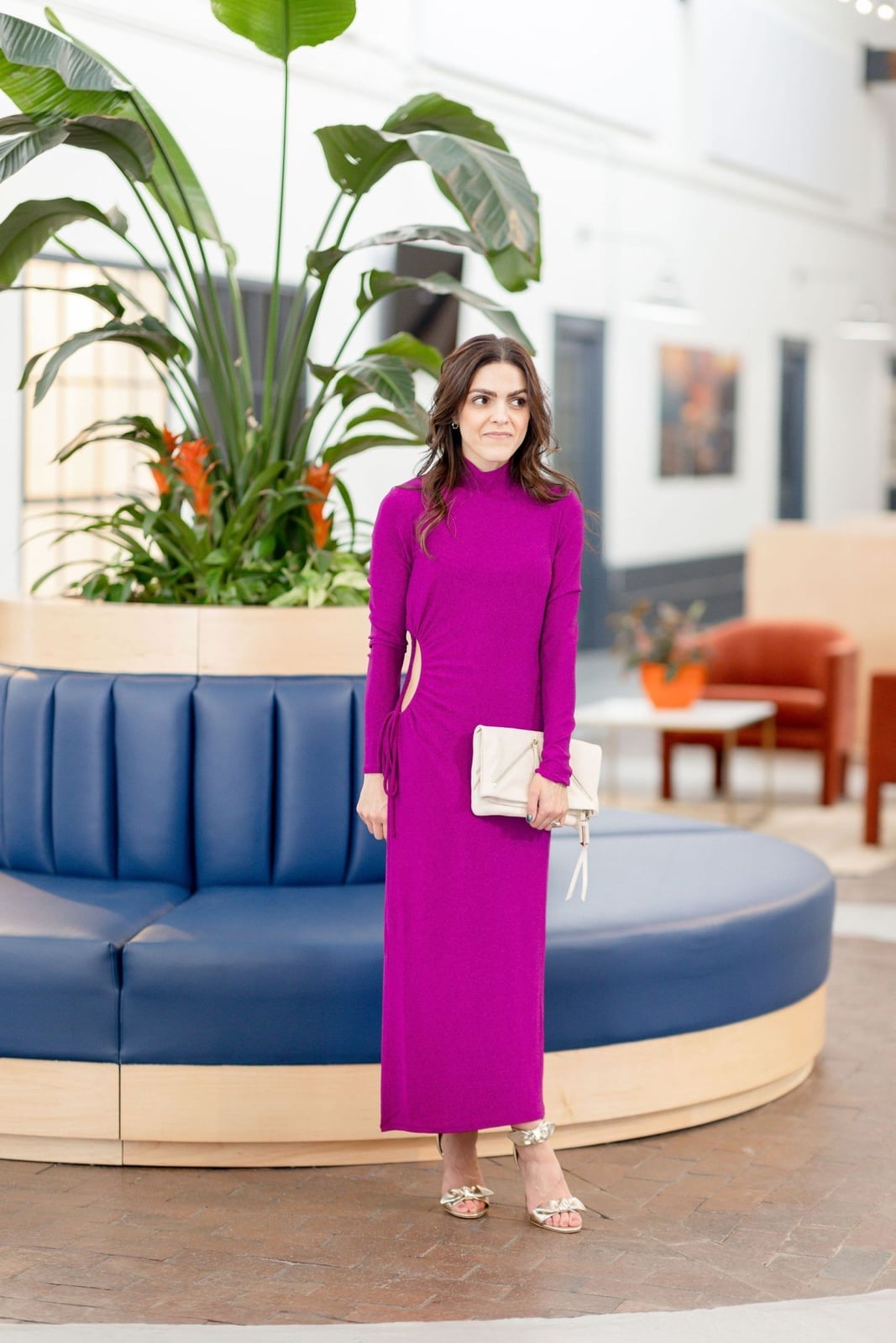 Magenta Maxi Dress with Side Cut-Outs Magenta Maxi Dress with Side Cut-Outs — Trendy Birthday Dresses Outfit