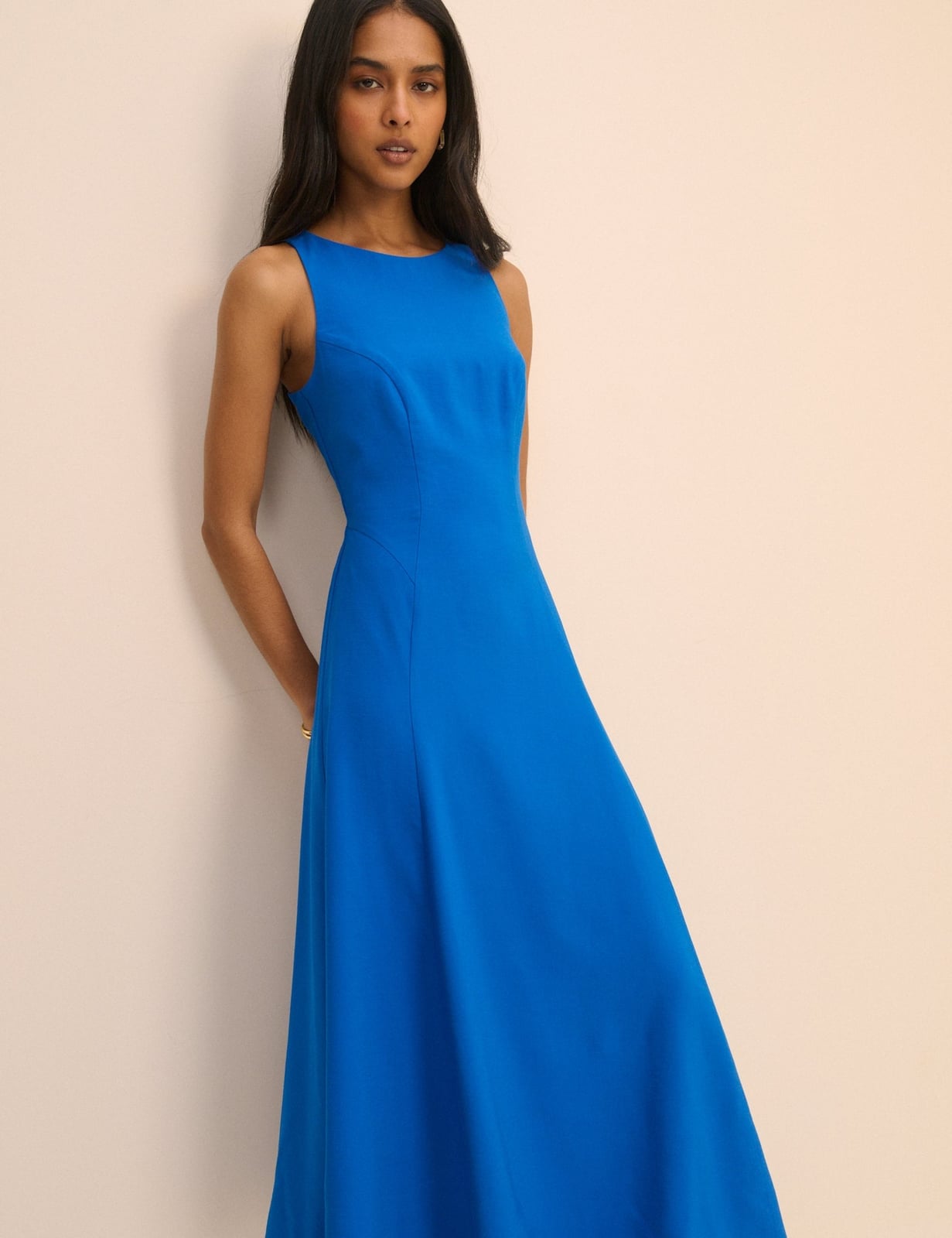 Vibrant Blue Sleeveless A-line Dress Vibrant Blue Sleeveless A-line Dress — Trendy Birthday Dresses Outfit