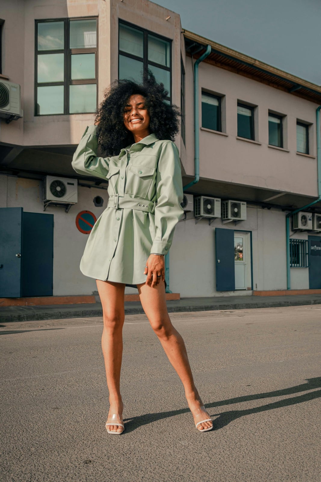 Pale Mint Green Belted Shirt Dress for a Birthday Occasion — Trendy Birthday Outfits