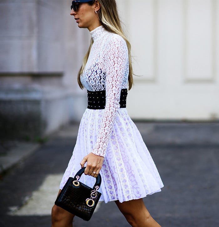 White Lace Dress with a Studded Belt for a Birthday Event — Trendy Birthday Outfits