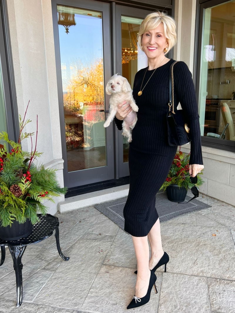 Ribbed Knit Black Sheath Midi Dress Ribbed Knit Black Sheath Midi Dress — Trendy Black Dress Outfits