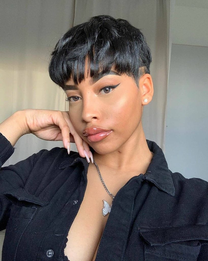 Pixie Cut With Blunt Straight Fringe — Trendy Black Hair
