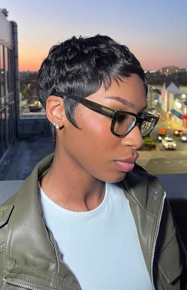 Sleek Pixie With Wispy Bangs — Trendy Black Hair
