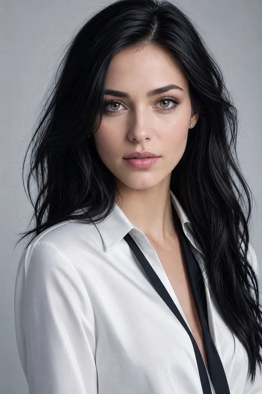 Shoulder Length Waves With Glossy Finish — Trendy Black Hair