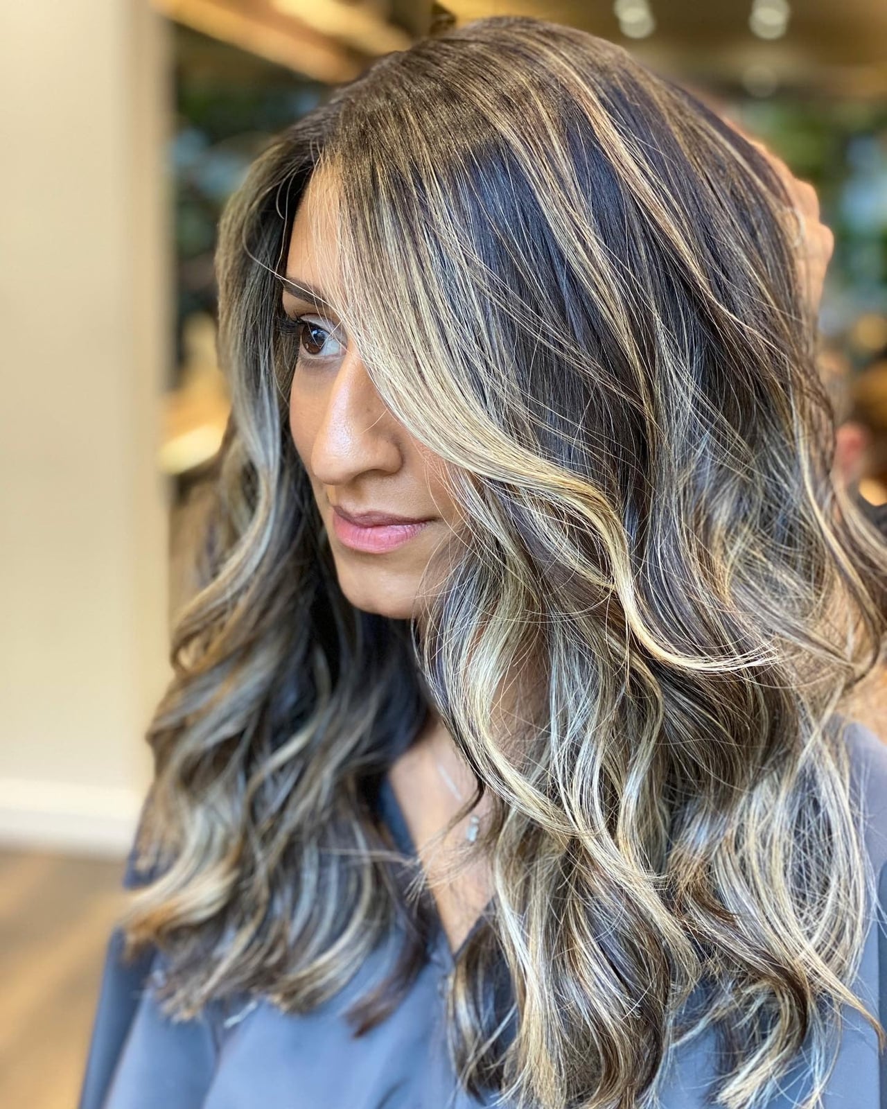 Mid-Back Dark Brown With Blonde Balayage Mid-Back Dark Brown With Blonde Balayage — Trendy Blonde Balayage