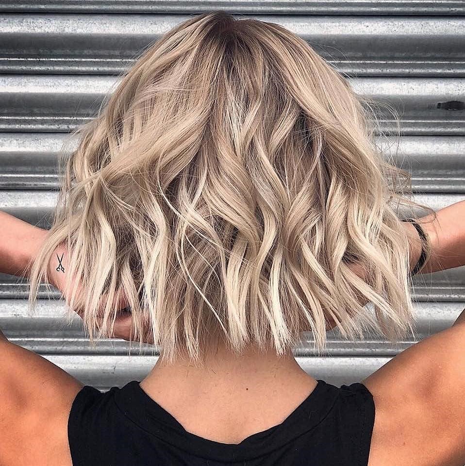 Ash Blonde Bob With Balayage From Back — Trendy Blonde Bob