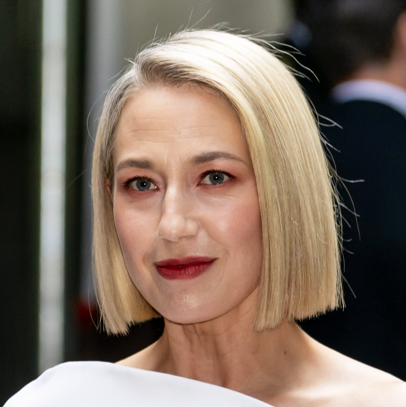 Platinum Blonde Bob With Root Shadow — Trendy Blonde Lob