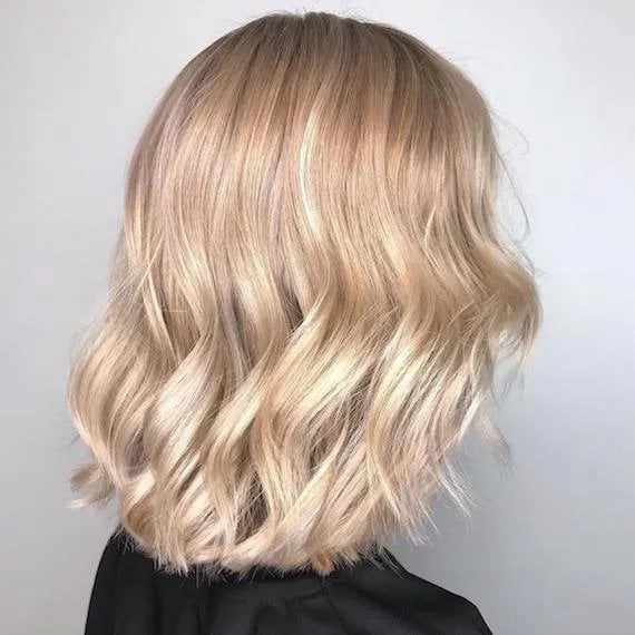 Golden Blonde Lob With Subtle Highlights — Trendy Blonde Lob
