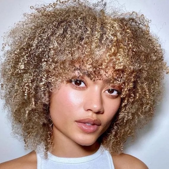 Honey Platinum Highlighted Curly Short Hair Honey Platinum Highlighted Curly Short Hair — Trendy Blonde Short Hair