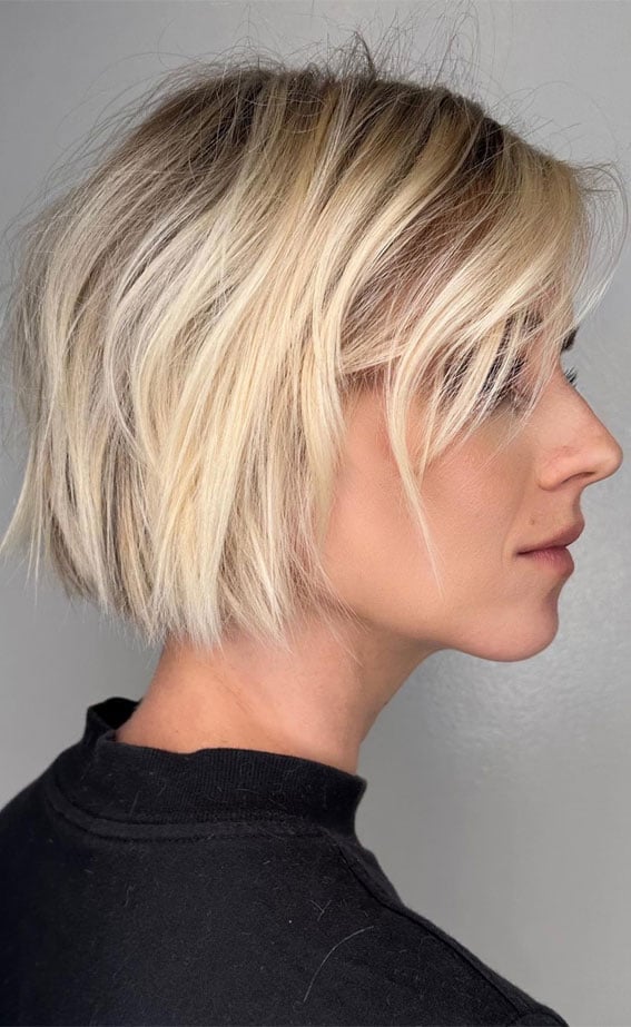 Honey Blonde Bob With Smooth Blowout Honey Blonde Bob With Smooth Blowout — Trendy Blonde Short Hair