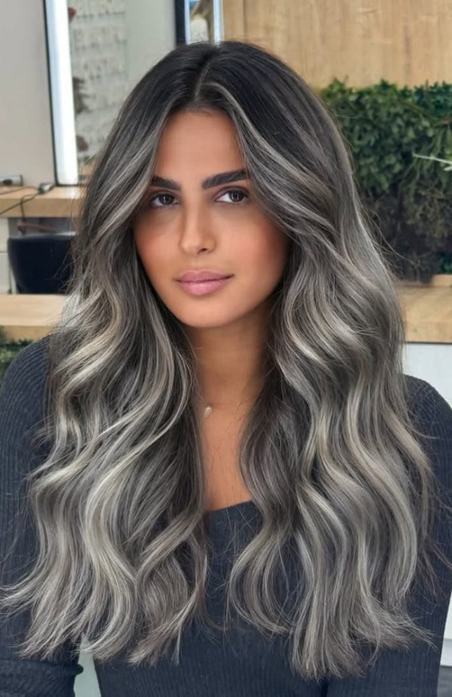 Mid-Back Ash Blonde With Cool Highlights Mid-Back Ash Blonde With Cool Highlights — Trendy Blonde Wavy Hair