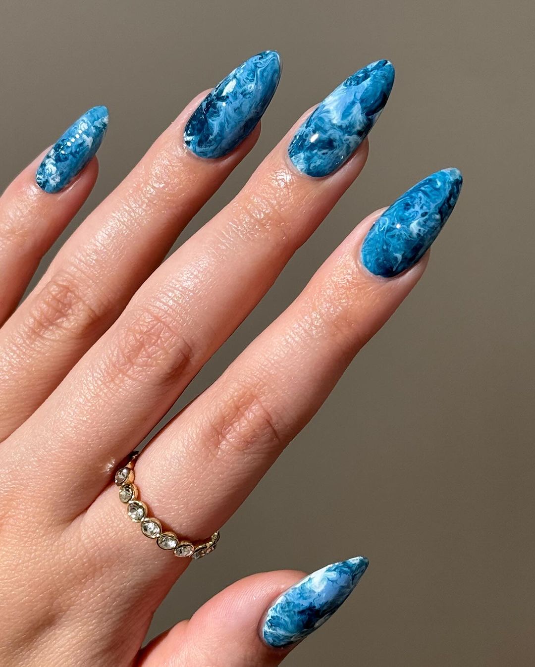 Long Almond Ocean Wave Marble Nails Long Almond Ocean Wave Marble Nails — Trendy Blue Acrylic Nails