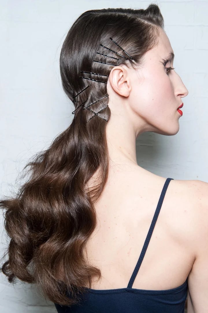 Mid-Back Dark Brown Deep Waves With Bobby Pins — Trendy Bobby Pins Hairstyles