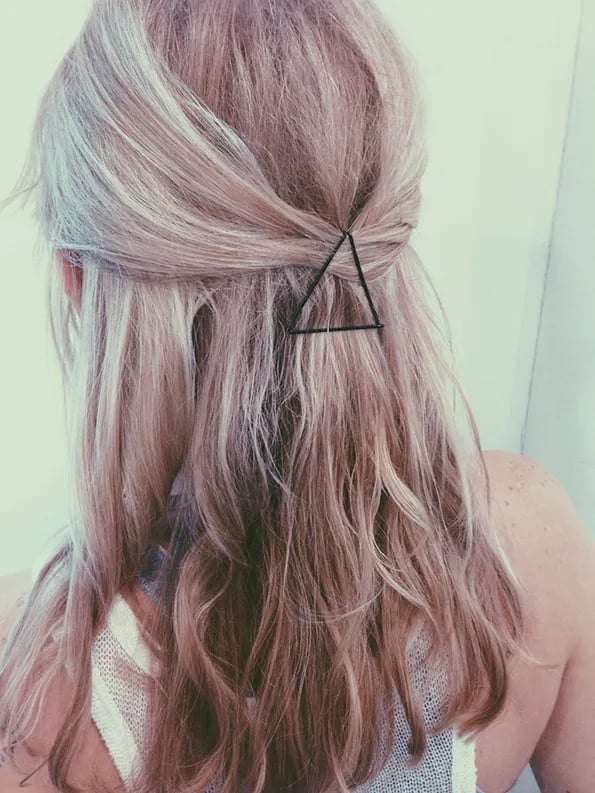 Ash Blonde Twisted Half-Up With Geometric Pin — Trendy Bobby Pins Hairstyles