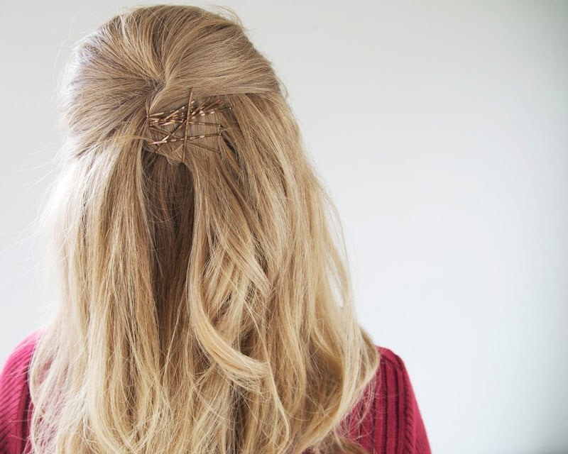 Light Blonde Half-Up With Star Bobby Pin Arrangement — Trendy Bobby Pins Hairstyles