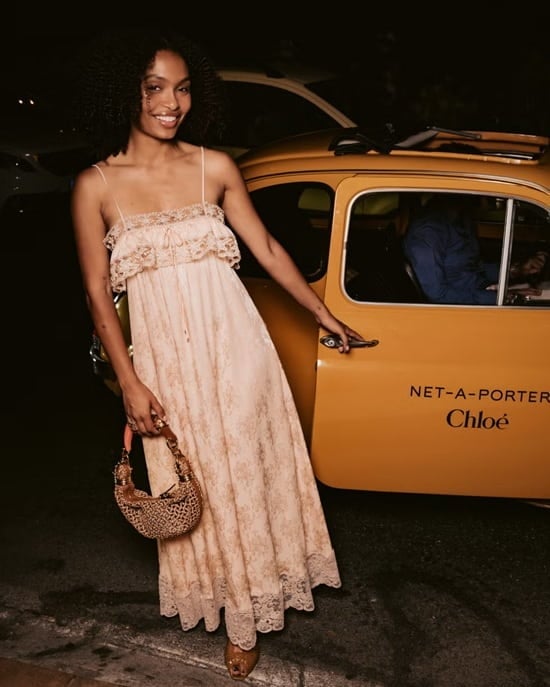 Pale Blush Maxi Dress with Lace Trim — Trendy Boho Chic Outfits