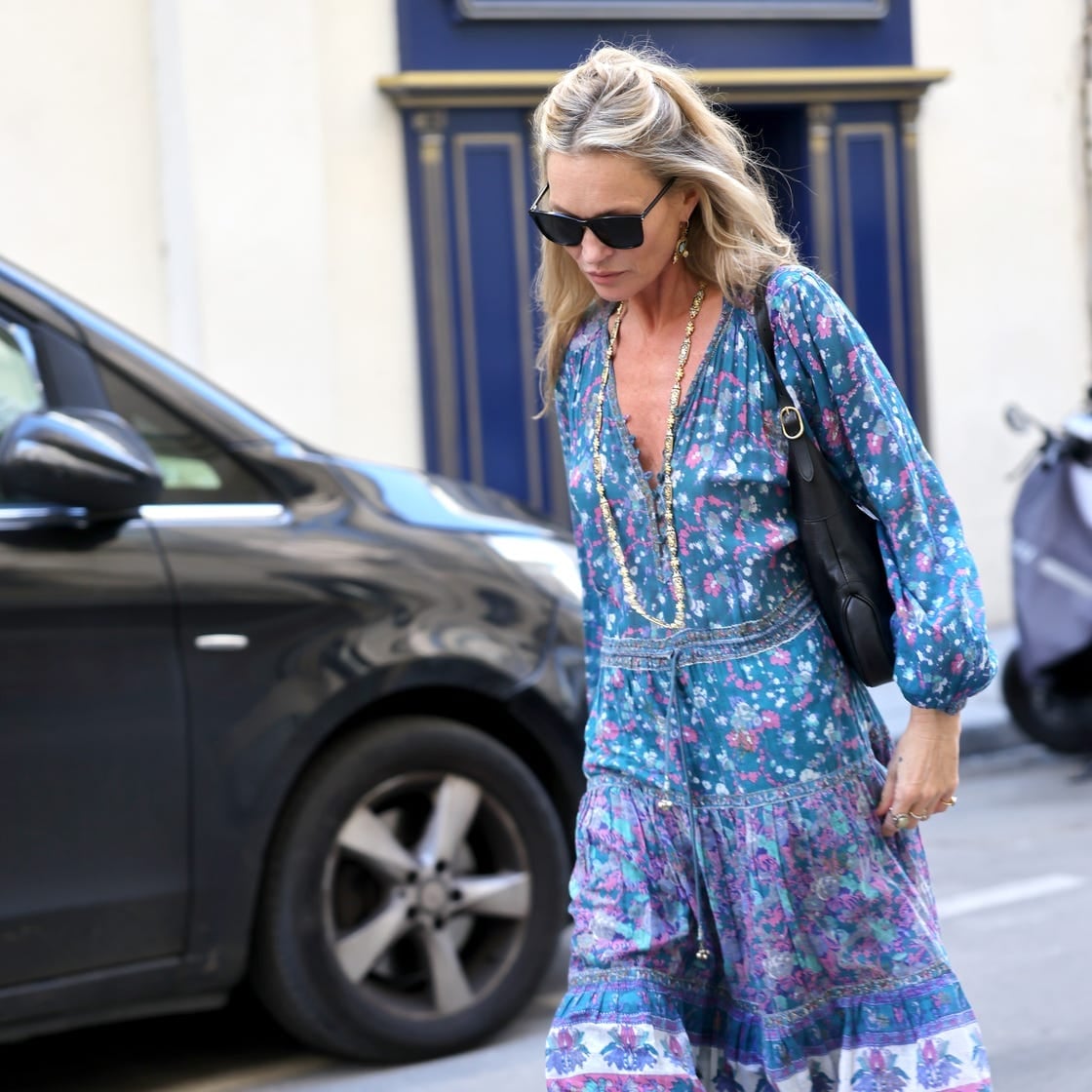 Printed Maxi Dress with Layered Necklaces — Trendy Boho Chic Outfits
