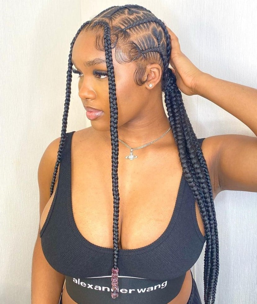 Black Cornrow Ponytail With Baby Hairs Black Cornrow Ponytail With Baby Hairs — Trendy Braided Ponytail