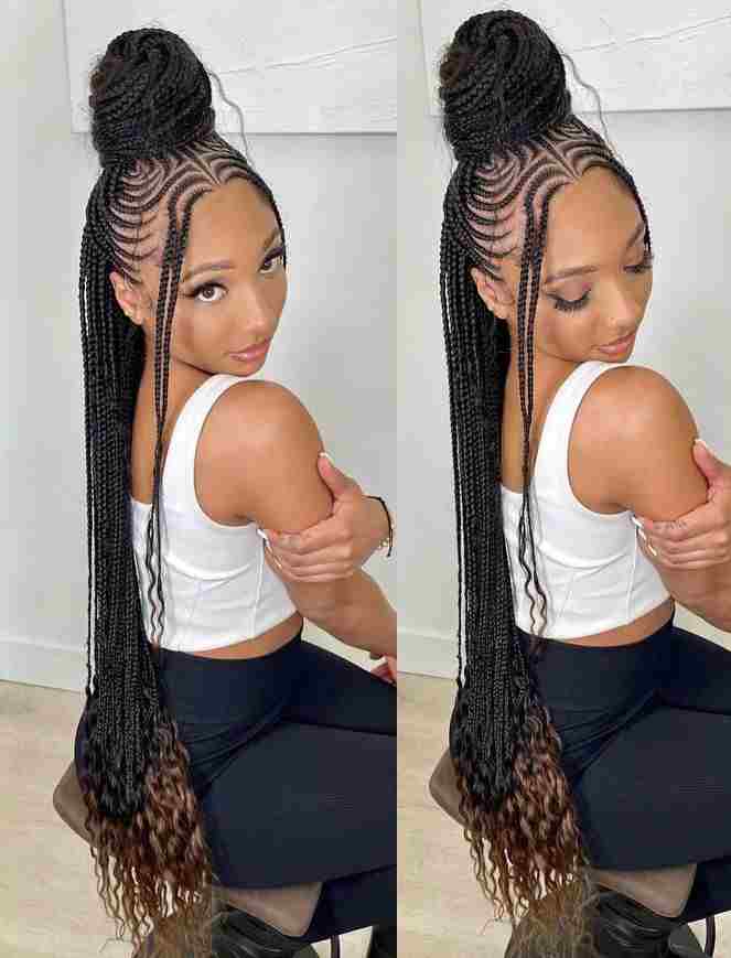 Black and Brown Tips Cornrow Ponytail Black and Brown Tips Cornrow Ponytail — Trendy Braided Ponytail