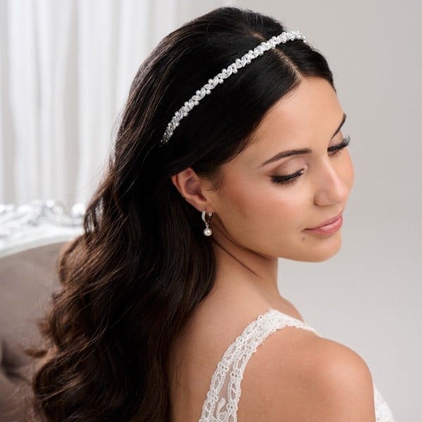 Half Up Loose Waves With Sparkling Headband Half Up Loose Waves With Sparkling Headband — Trendy Bridal Hair
