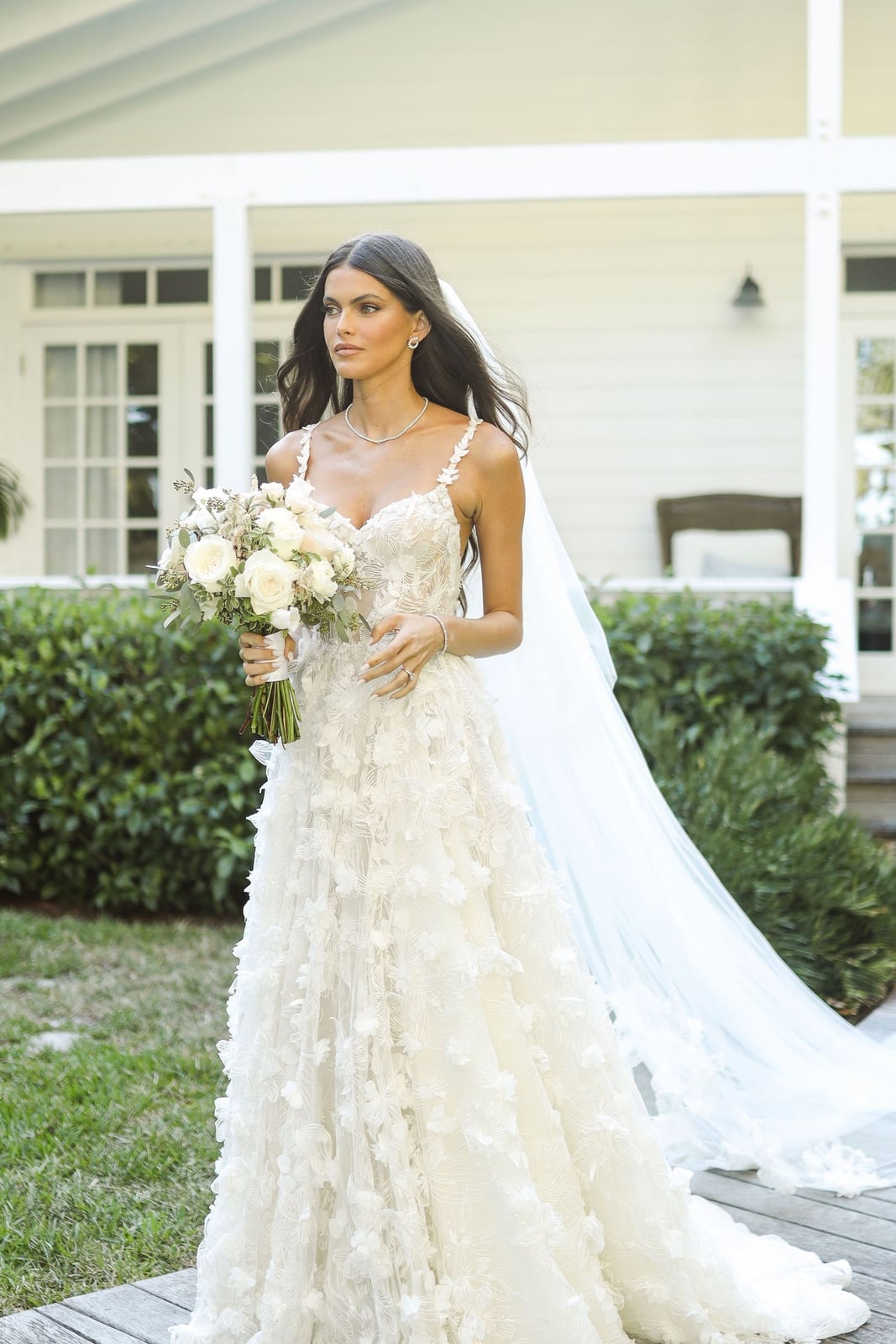 Long Dark Brown Waves With Subtle Highlights Long Dark Brown Waves With Subtle Highlights — Trendy Bridal Hair