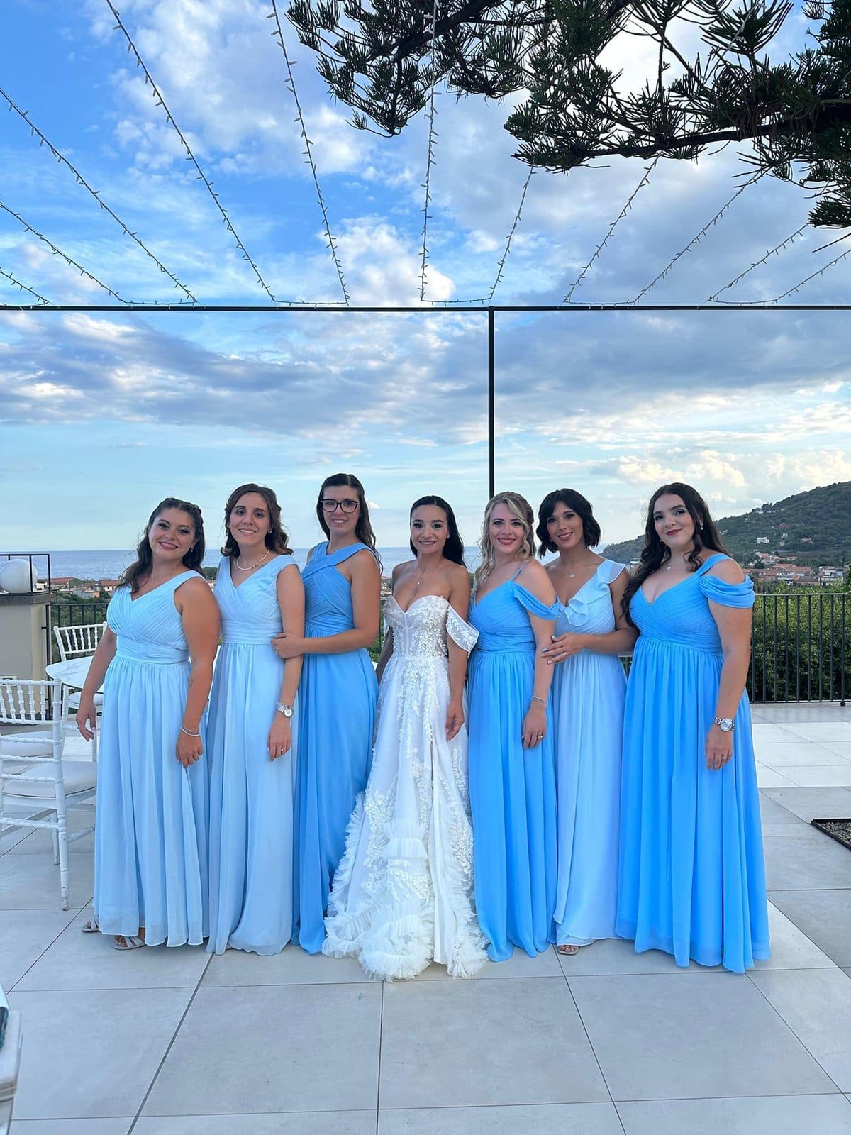 Light Blue Chiffon A-Line Dresses with Varied Straps — Trendy Bridesmaid Dress
