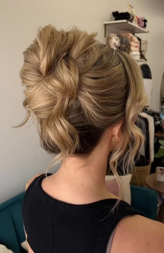 Voluminous Updo With Loose Curls, Mid-Back Voluminous Updo With Loose Curls, Mid-Back — Trendy Bridesmaid Hairstyles Updo