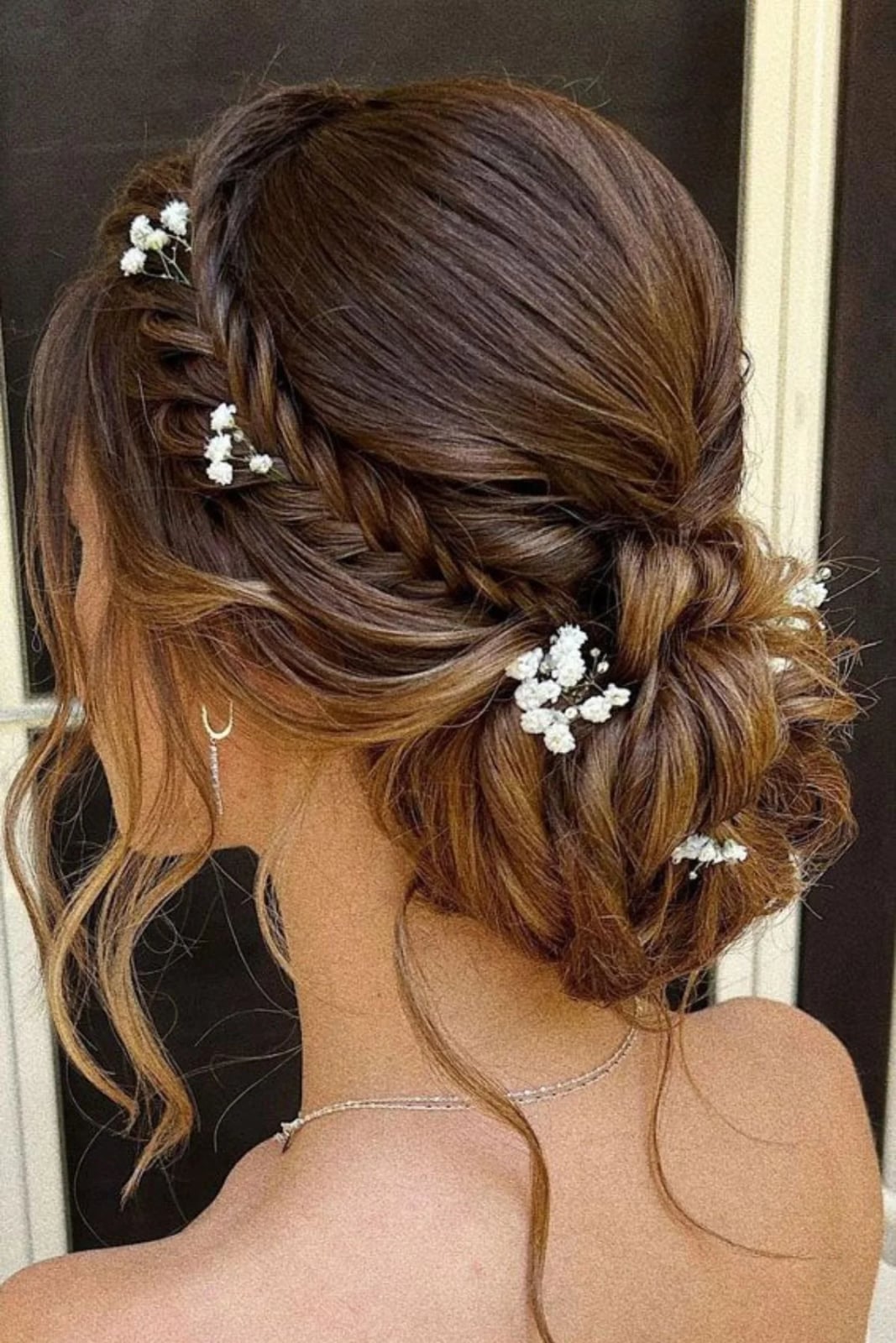 Braided Updo With Floral Accents Braided Updo With Floral Accents — Trendy Bridesmaid Hairstyles Updo