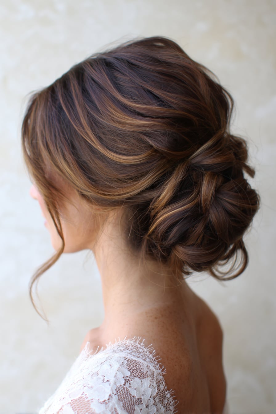Soft Chignon With Balayage Dimension Soft Chignon With Balayage Dimension — Trendy Bridesmaid Hairstyles Updo