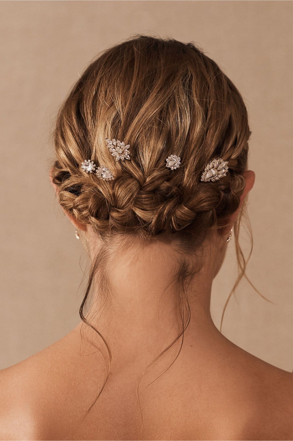 Braided Updo With Ornate Pins Braided Updo With Ornate Pins — Trendy Bridesmaid Hairstyles Updo
