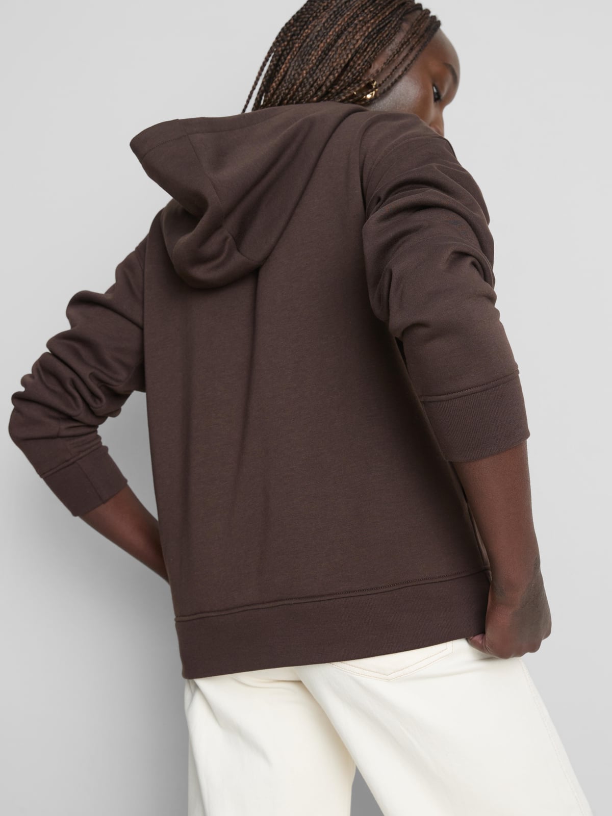 Relaxed Fit Brown Cotton Blend Hoodie — Trendy Brown Hoodie Outfit