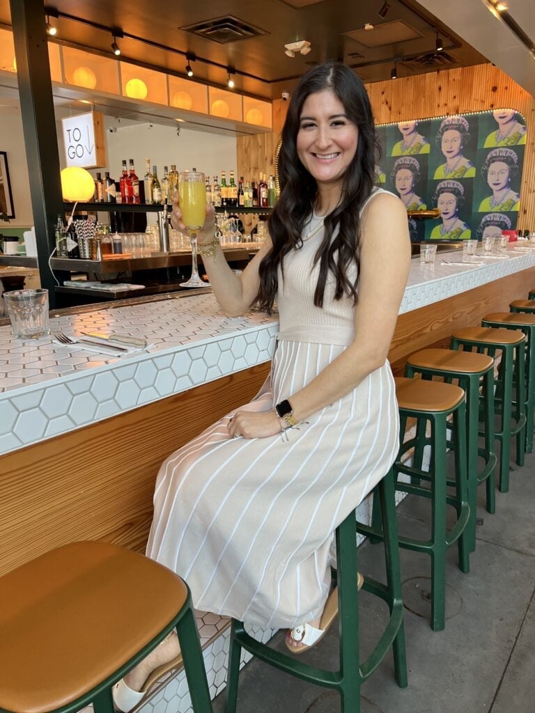 Striped Knit Dress with Slide Sandals — Trendy Brunch Outfits