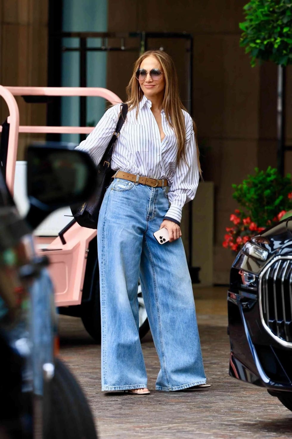 Striped Button-Down with Wide Leg Denim — Trendy Brunch Outfits