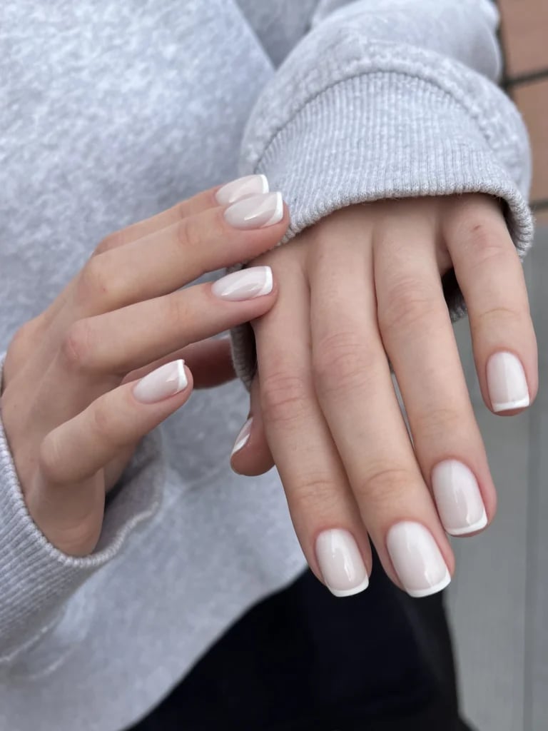 Deep Brown Burgundy Velvet Short Square Nails — Trendy Builder Gel Nails