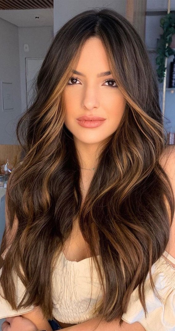 Dark Brown Base With Melted Caramel Highlights Dark Brown Base With Melted Caramel Highlights — Trendy Caramel Hair Color