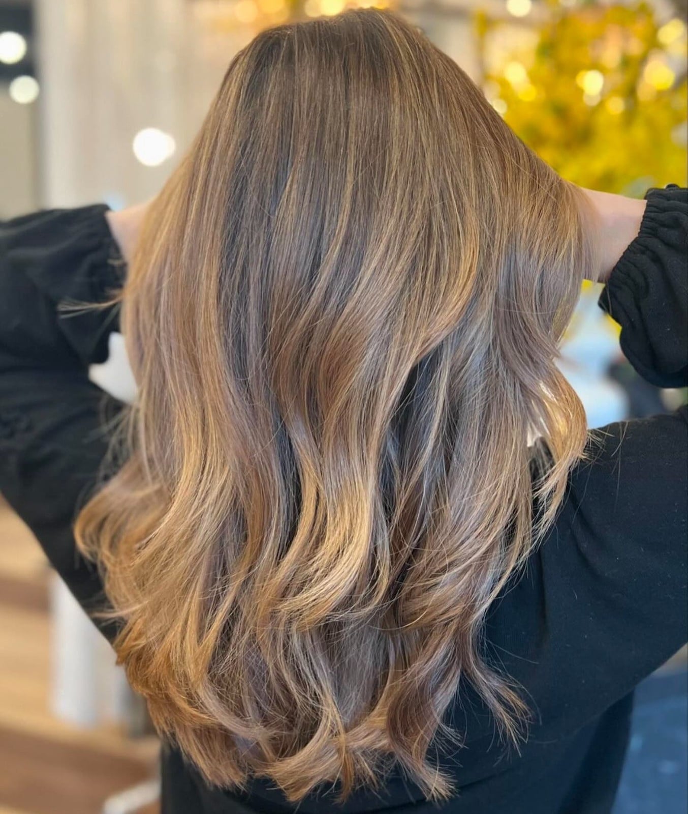 Medium Brown With Caramel Balayage And Bangs and Wavy And Thick Medium Brown With Caramel Balayage And Bangs and Wavy And Thick — Trendy Caramel Hair Color