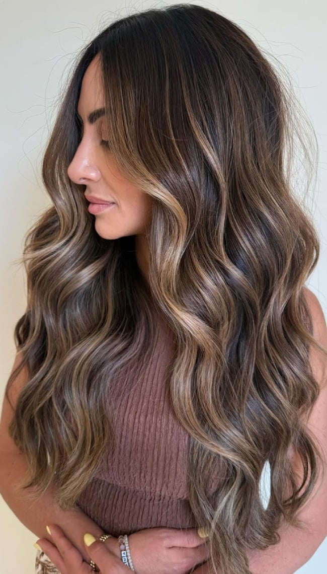 Dark Brown With Creamy Caramel Balayage Dark Brown With Creamy Caramel Balayage — Trendy Caramel Hair Color