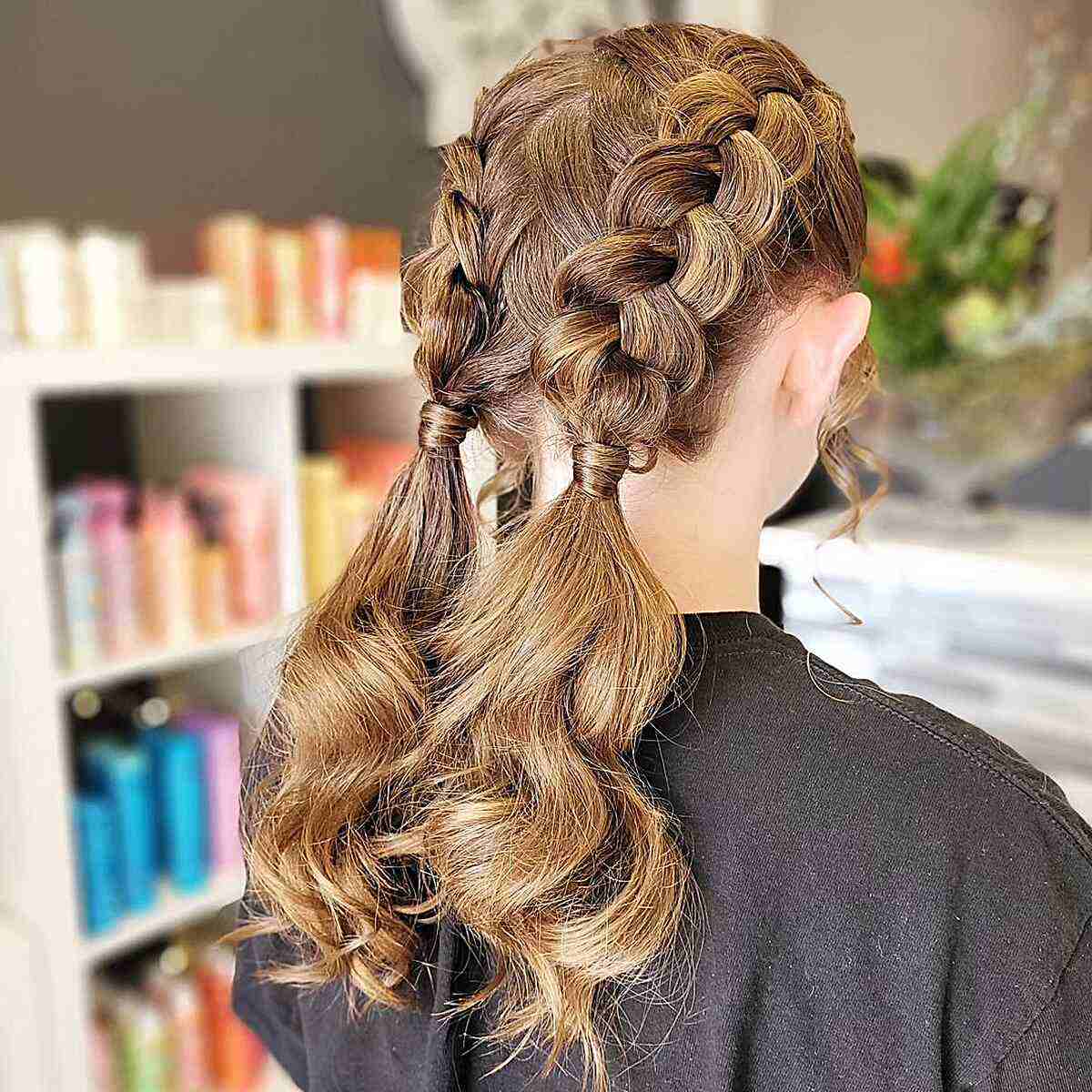 Thick Wavy Brown Double Braids With Blonde Highlights — Trendy Cheer Hair